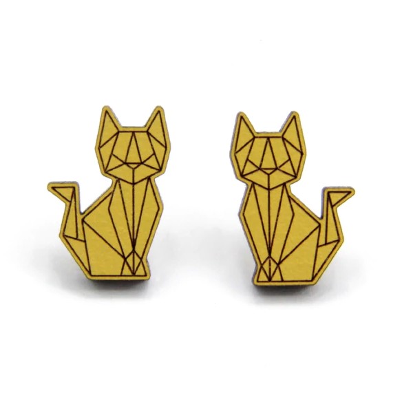 Boucles d'oreilles "Mini Chat Origami" Oak Forest