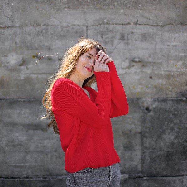 Pull V #2 rouge Rouge marguerite