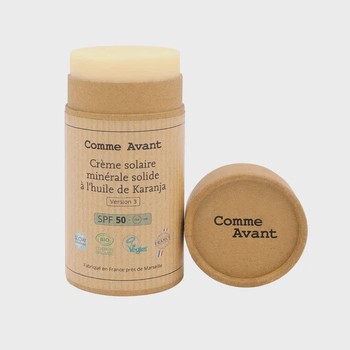 La crème solaire SPF50 minérale solide à l'huile de Karanja - Comme avant