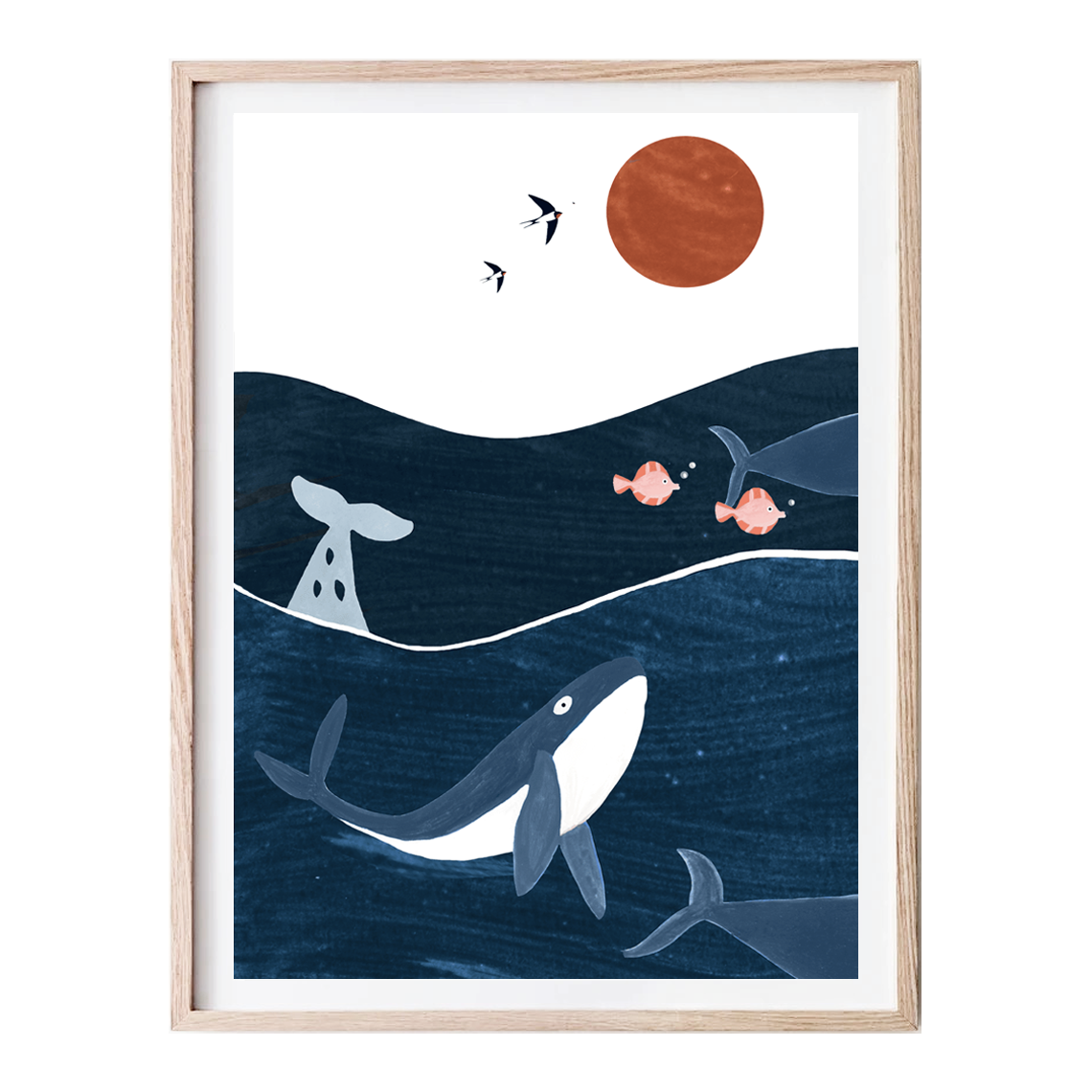 Poster décoratif chambre enfant - sans cadre - Océans et Baleines
