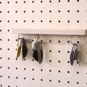 Porte clés mural magnétique en bois pour pegboard - 4 trousseaux