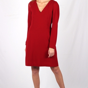 Robe rouge cintrée en crêpe de laine - Nahéma