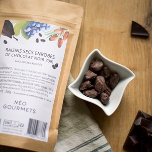 Raisins secs de Manuka enrobés de chocolat noir 70% - Sachet 200g