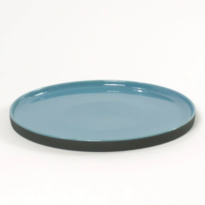 Assiette ronde - mat black w.blue