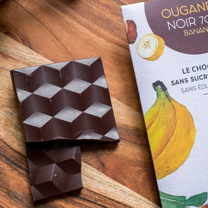 Chocolat noir 70% origine Ouganda à la banane - 70g