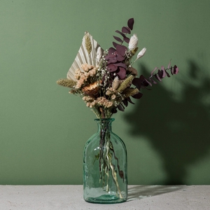 Bouquet avec vase en verre - agave