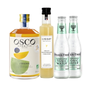 Kit cocktail Kirosco : OSCO L'Original bio, Sirop orgeat Lissip & sodas fleur de sureau