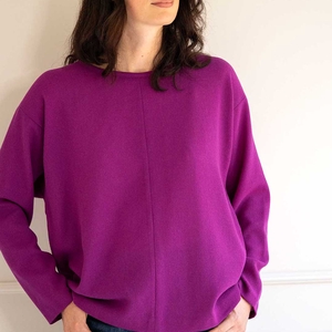 Top violet oversize femme en crêpe de laine Chiara