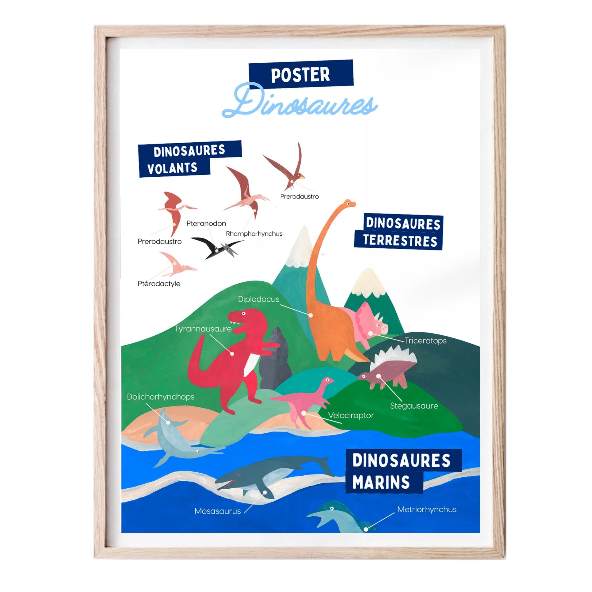 Poster Pédagogique Dinosaures - sans cadre -